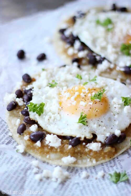 Huevos Rancheros with Fresh Tomatillo Sauce by Simply Gloria