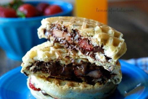 Nutella Strawberry Waffle Sandwiches by Lemons for Lulu