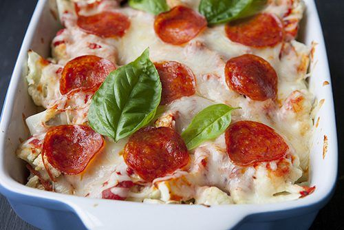 Cauliflower Pepperoni Pizza Casserole by Brooklyn Farm Girl