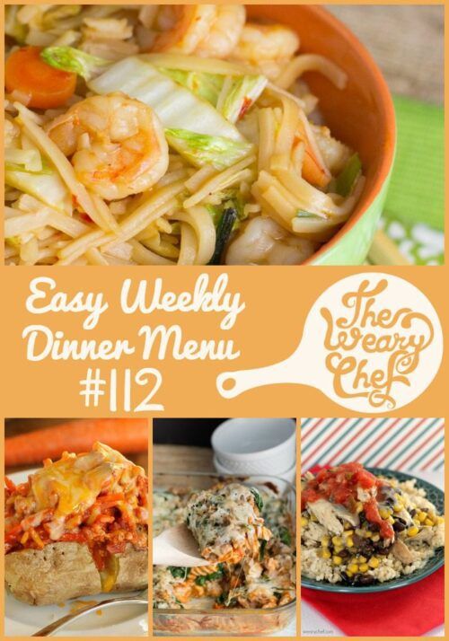 This week's dinner menu features old favorites and two recipe revamps: Layered Pasta Casserole and Spicy Rice Noodles!