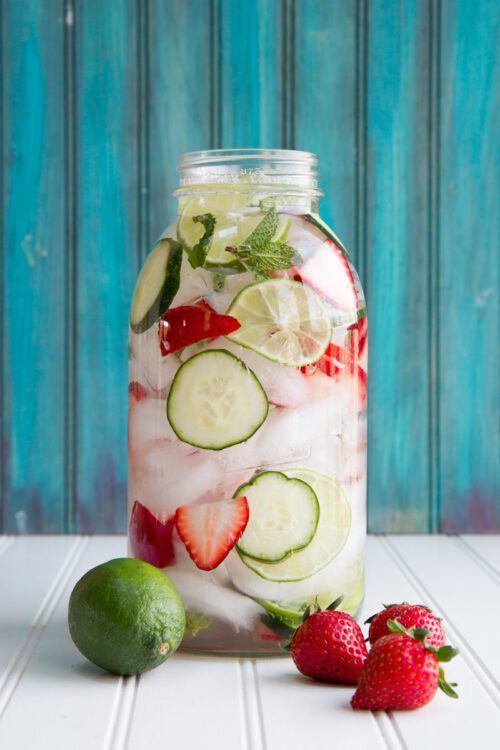 Strawberry Lime Cucumber Mint Water by Back to Her Roots