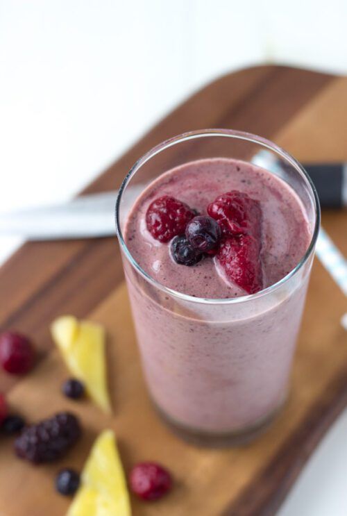 Mixed Berry Pineapple Smoothie (Secret Green Smoothie!) by Blahnik Baker