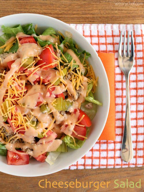 This easy salad is a healthy way to enjoy the taste of cheeseburgers!