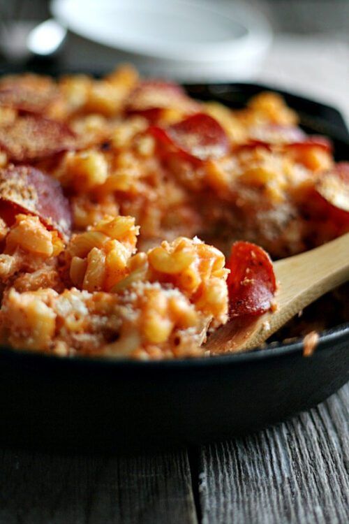 Pizza Style Skillet Mac and Cheese by French Press (Featured on The Weary Chef)