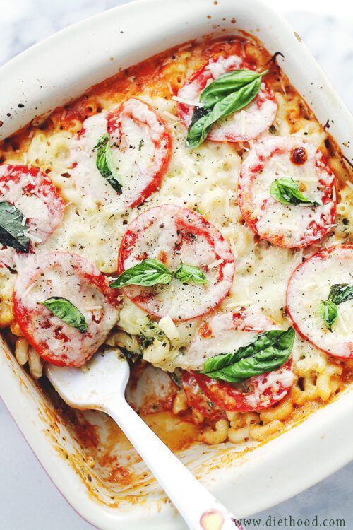 Caprese Macaroni and Cheese by Diethood (Featured on The Weary Chef)