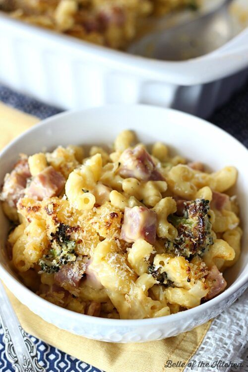 Macaroni and Cheese with Ham and Broccoli by Belle of the Kitchen (featured on The Weary Chef)