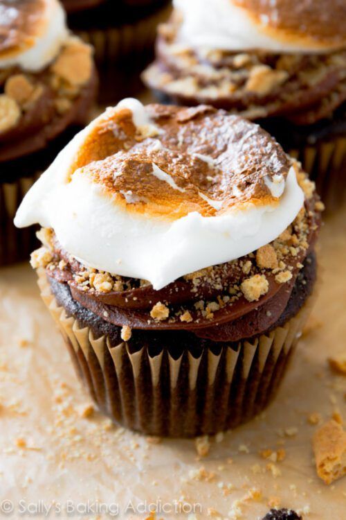 Marshmallow Filled S'mores Cupcakes - Sally's Baking Addiction