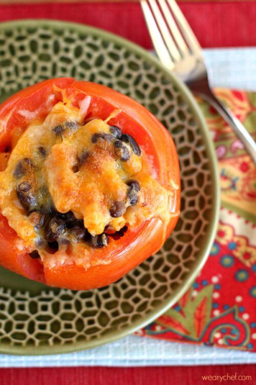 Southwest Mac and Cheese Stuffed Tomatoes by The Weary Chef