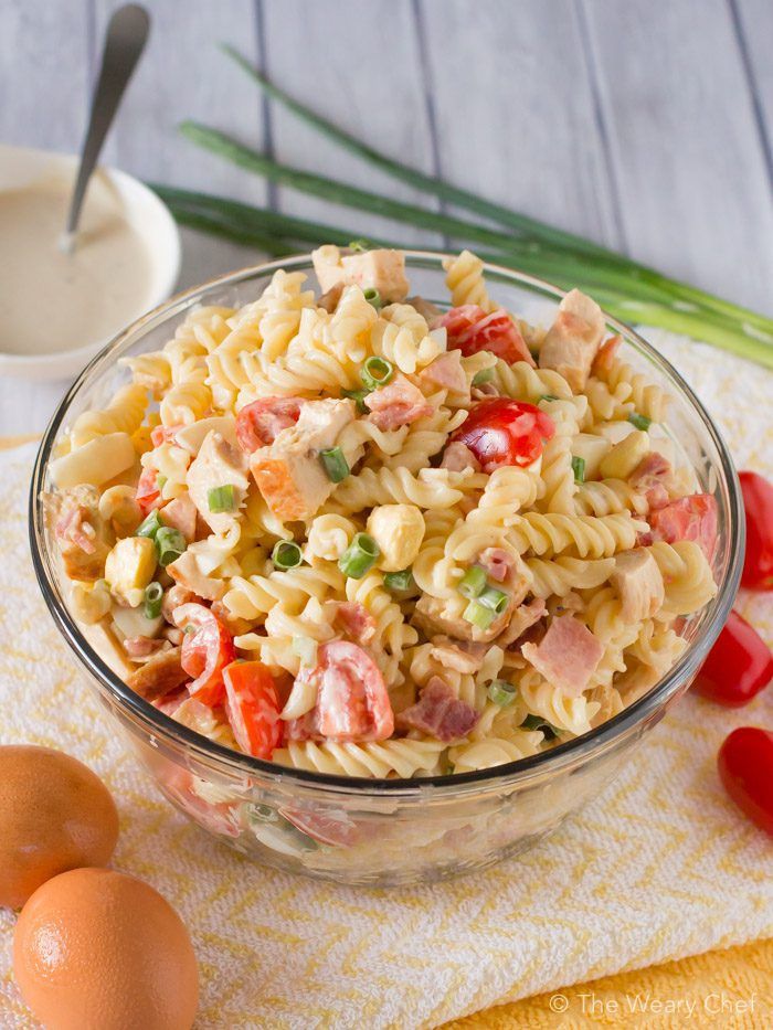 Make your day better with this Chicken Caesar Pasta Salad loaded with bacon, boiled eggs, and more!