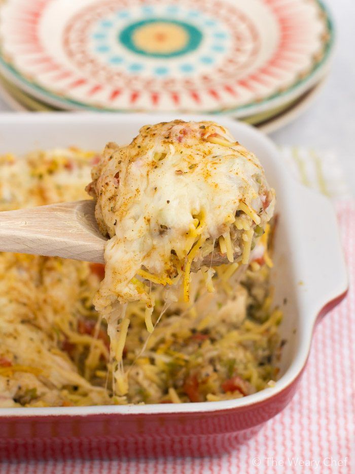 Baked Chicken Spaghetti Casserole Recipe - The Weary Chef