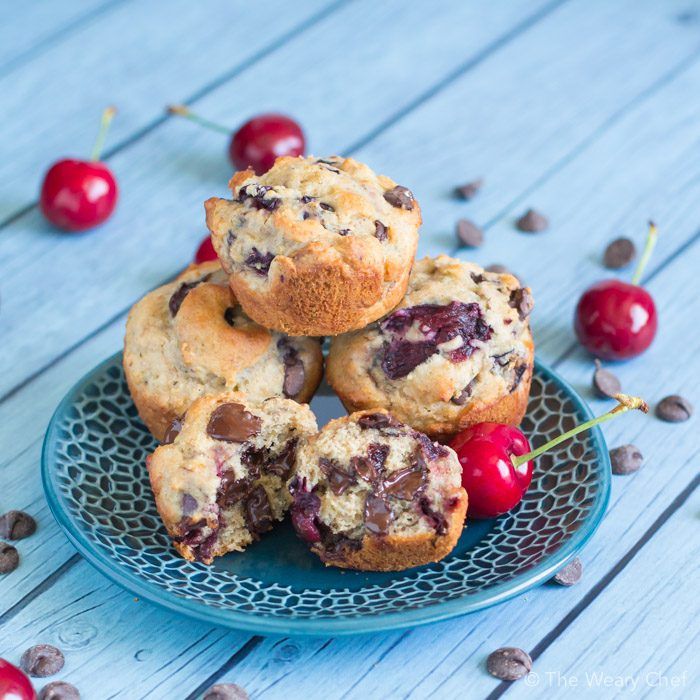 Get your day off to a delicious start with these luscious muffins loaded with cherries and chocolate chips!