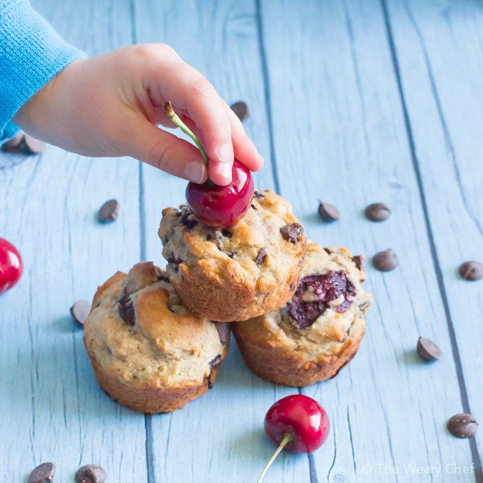 Get your day off to a delicious start with these luscious muffins loaded with cherries and chocolate chips!