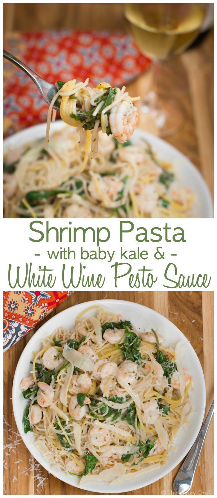 In the time it takes to cook pasta, you can be enjoying this easy shrimp pasta in a pesto and white wine sauce!