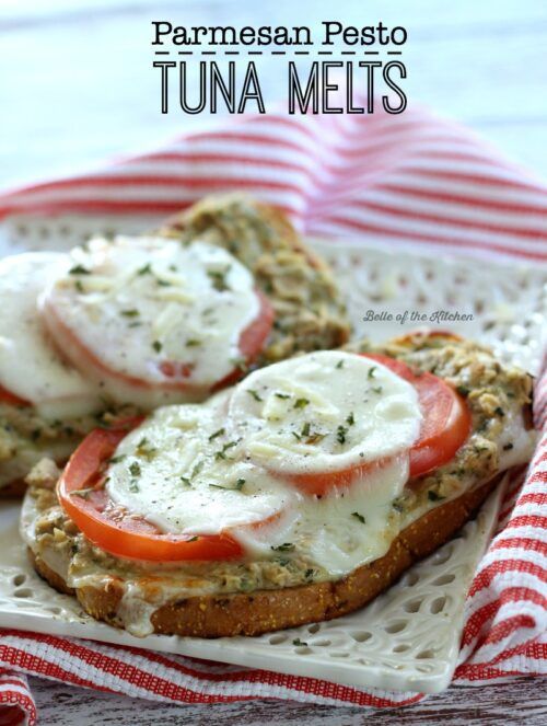 Parmesan Pesto Tuna Melts by Belle of the Kitchen (featured on The Weary Chef)