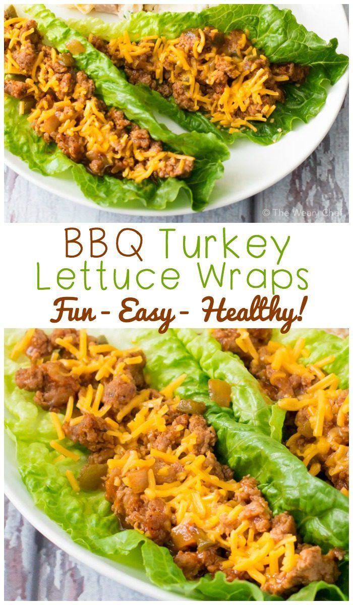 These turkey lettuce wraps with BBQ sauce are a quick and easy dinner that is fun to eat and healthy too!