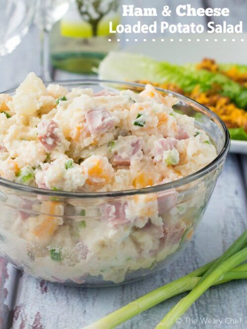 If you love loaded baked potatoes, then this ham and cheese loaded potato salad will be your new favorite side dish!