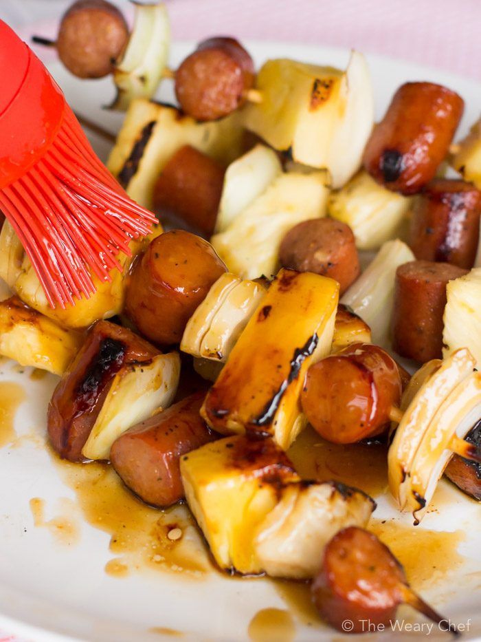 Hawaiian Hot Dog Kebabs - The Weary Chef