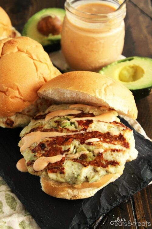 Chicken Avocado Burger with Chipotle Yogurt Sauce by Julies Eats & Treats