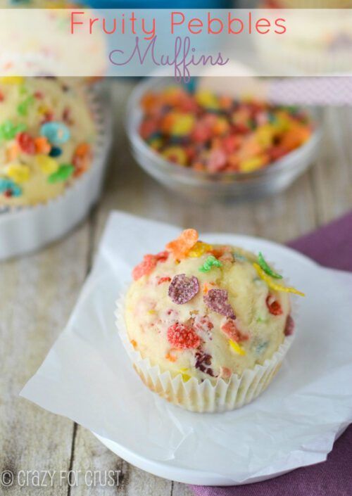 Fruity Pebbles Muffins by Crazy for Crust