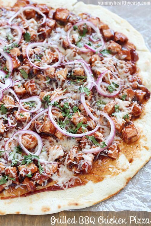 Grilled BBQ Chicken Pizza by Yummy Healthy Easy