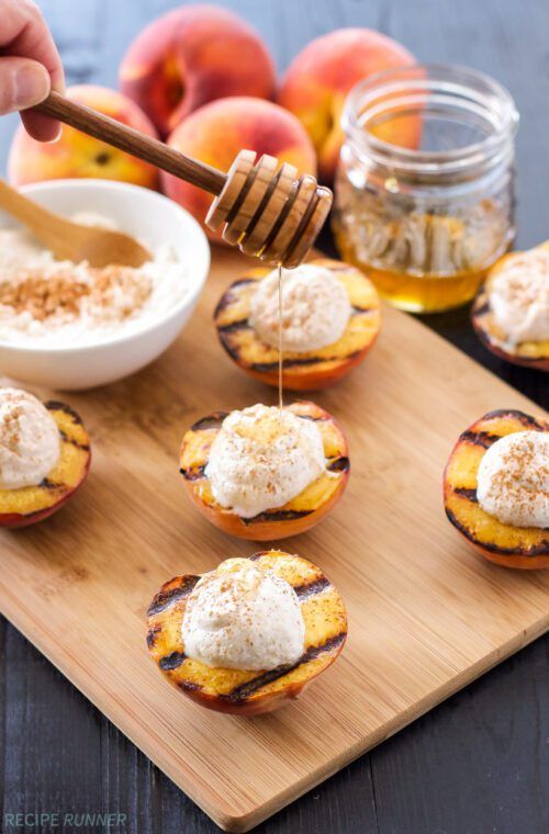 Grilled Peaches with Cinnamon Honey Ricotta by The Recipe Runner