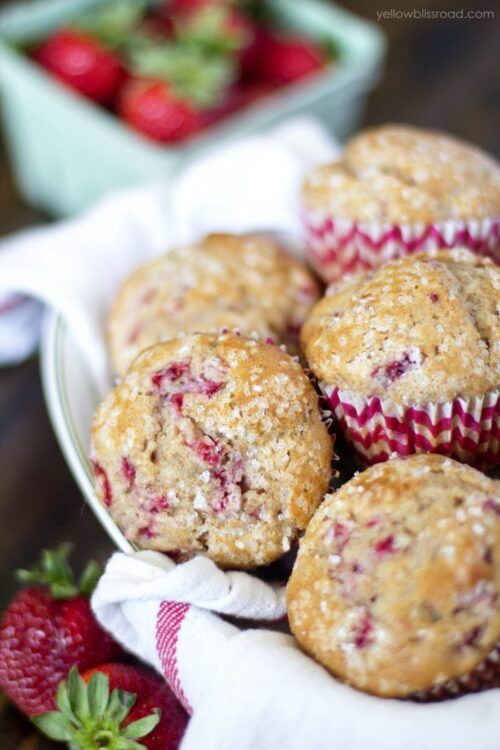 Whole Wheat Strawberry Muffins by Yellow Bliss Road