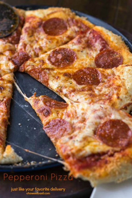 Perfect Pepperoni Pizza by Oh Sweet Basil (featured on The Weary Chef)