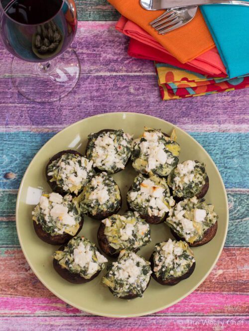 Artichoke Spinach Dip Stuffed Mushrooms The Weary Chef