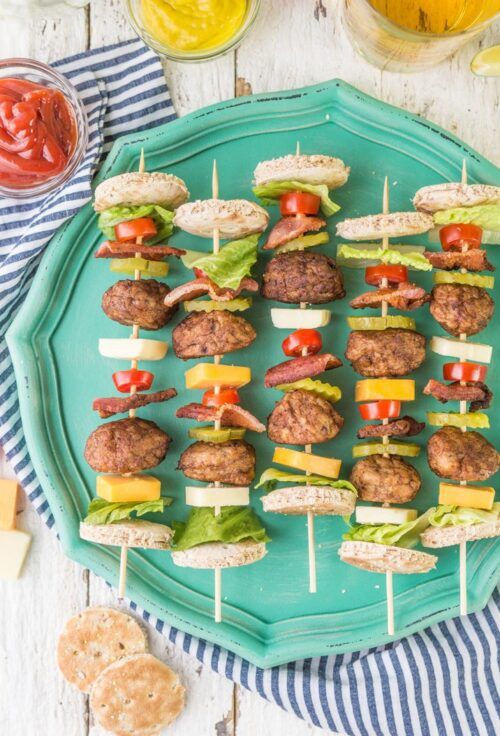 Bacon Cheeseburger Kebabs by The Cookie Rookie 