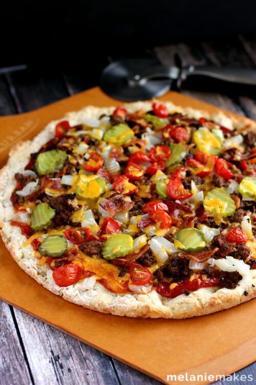 Bacon Double Cheeseburger Pizza by Melanie Makes (featured on The Weary Chef)