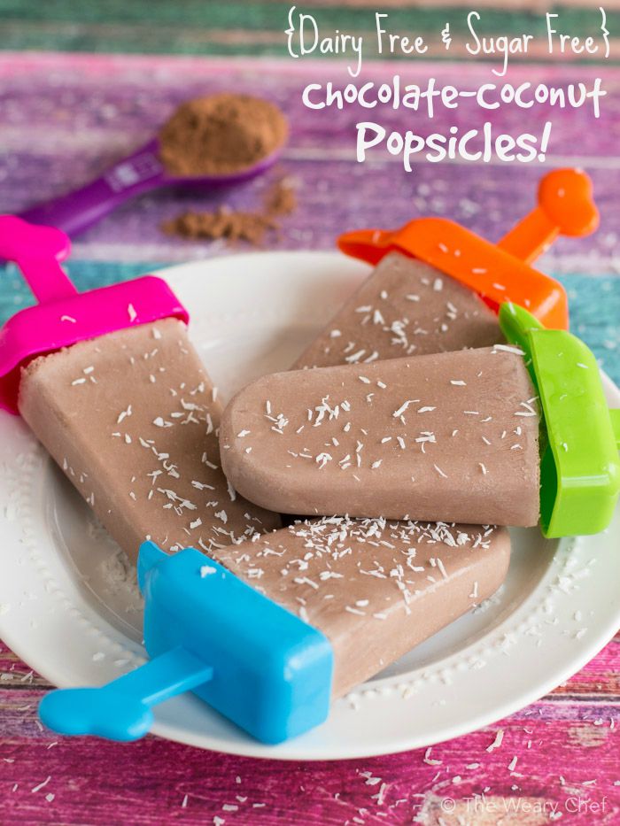 Put a smile on your kids' faces with these creamy chocolate coconut popsicles that are sugar and dairy free!