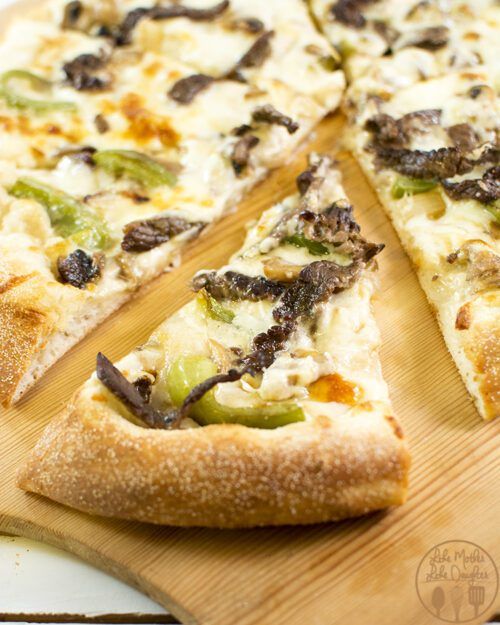 Philly Cheesesteak Pizza by Like Mother Like Daughter (featured on The Weary Chef)