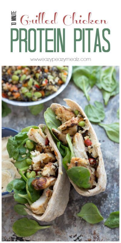 10 Minute Grilled Chicken Protein Pitas by Eazy Peazy Mealz