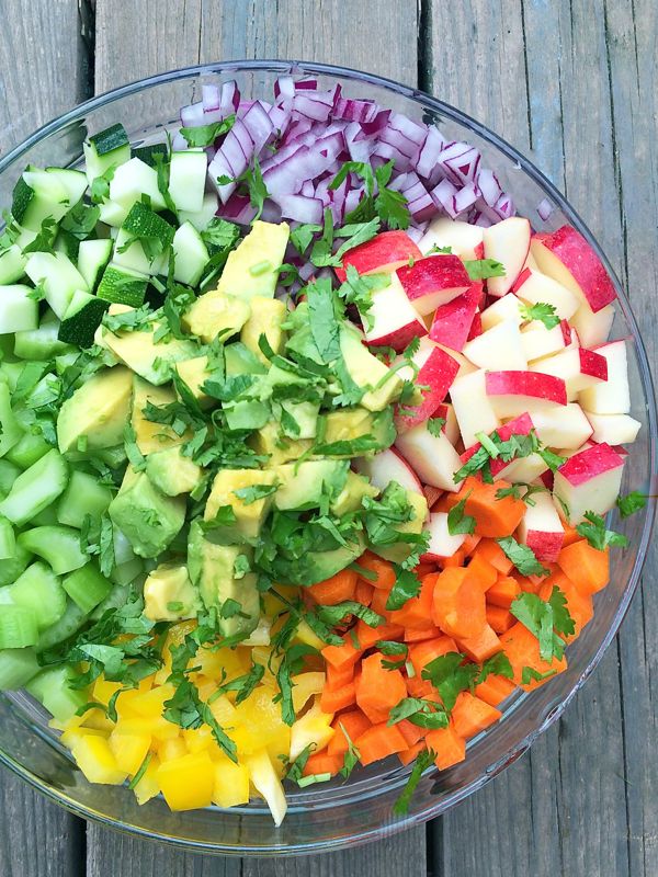 Rainbow Chopped Salad with Apples and Avocados by The Lemon Bowl