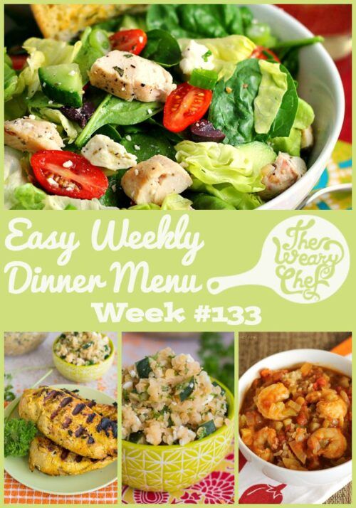 This week's menu is full of healthy recipes to help me recover from a week of vacation eating! Find healthy nachos, shrimp etouffee, chicken tandoori, and lots more!