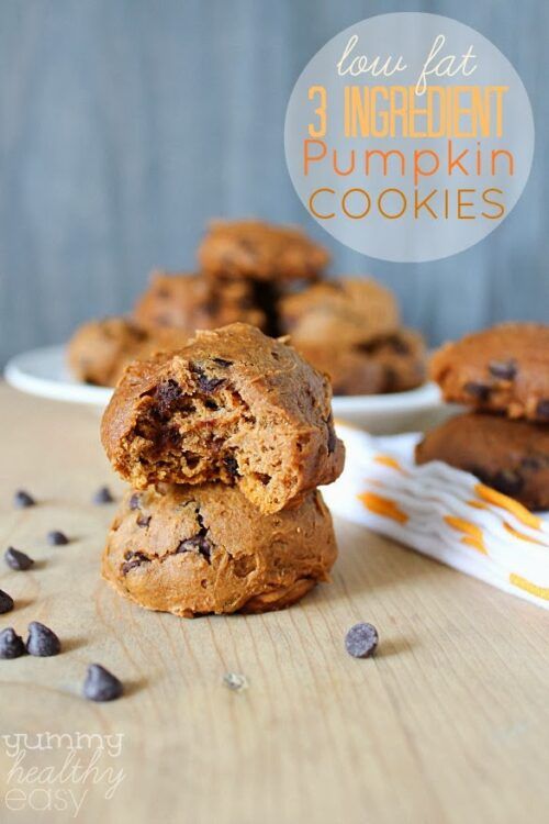 Low Fat 3-Ingredient Pumpkin Chocolate Cookies by Yummy Healthy Easy