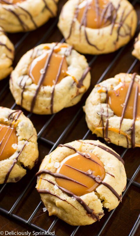 Salted Caramel Chocolate Chip Cookies - Deliciously Sprinkled