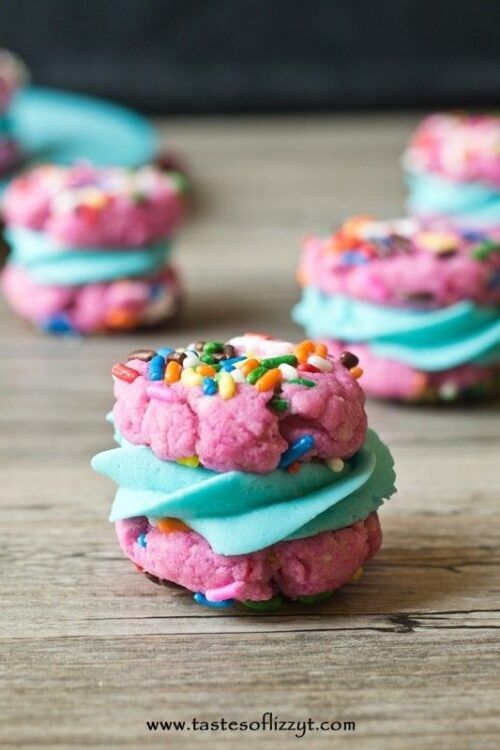 Funfetti Cake Mix Sandwich Cookies by Tastes of Lizzy T