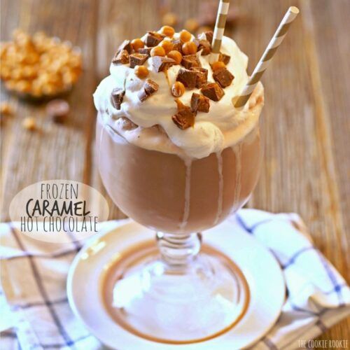 Frozen Caramel Hot Chocolate - The Cookie Rookie