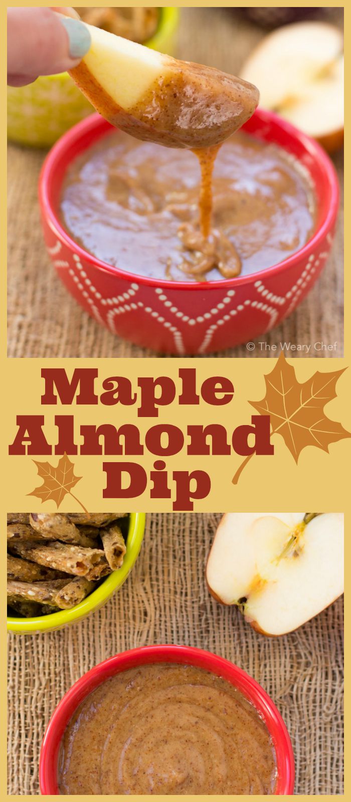 This quick and easy maple almond dip is just right for Fall, and it's vegan too!