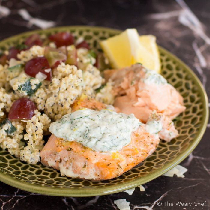 Baked Salmon With Herbed Yogurt Sauce - The Weary Chef