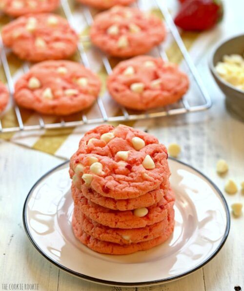 White Chocolate Strawberry Cookies by The Cookie Rookie