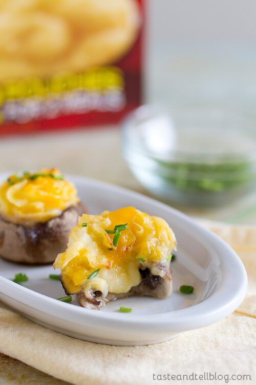 Cheesy Mashed Potato Stuffed Mushrooms by Taste and Tell