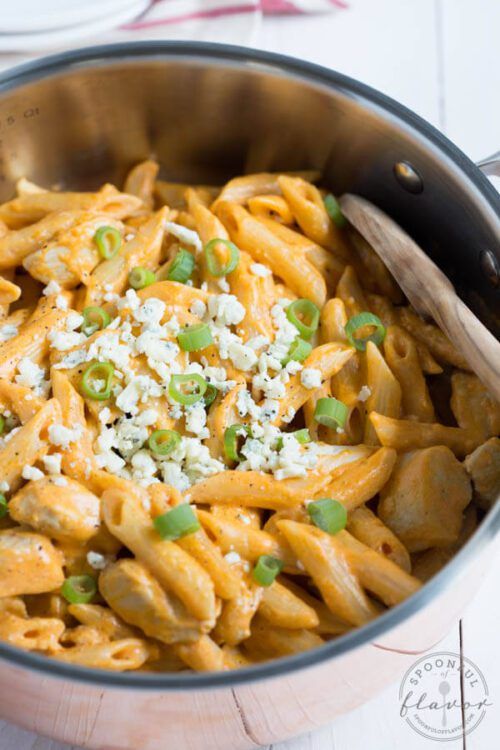 One-Pan Buffalo Chicken Pasta by Spoonful of Flavor