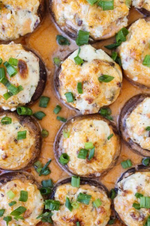 Bacon Blue Cheese Stuffed Mushrooms with Hot Sauce by The Food Charlatan