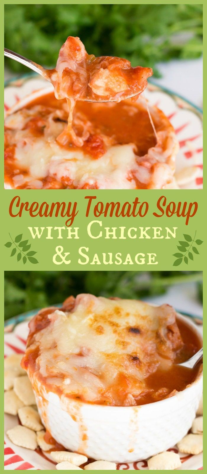 This hearty, satisfying creamy tomato soup is loaded with vegetables, tender chicken, and flavorful sausage. Perfect dinner for a cold night!