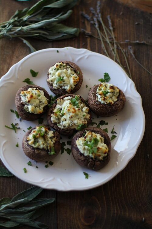 Herb and Goat Cheese Stuffed Mushrooms by The Roasted Root