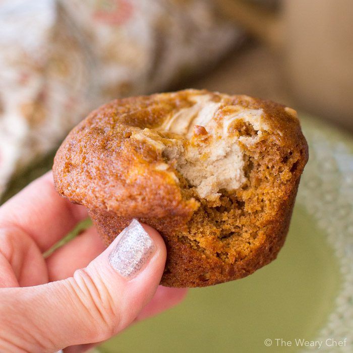 These pumpkin cheescake muffins are lower and sugar and calories than the bakery version!