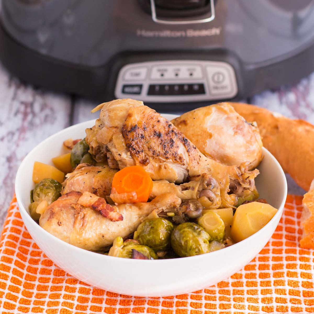 Make these slow cooked brussels sprouts and carrots with or without the chicken for a perfect dinner or side dish recipe!