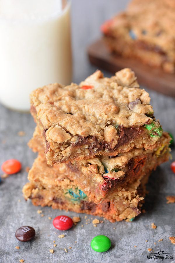 Monster Cookie Bars Recipe by The Gunny Sack